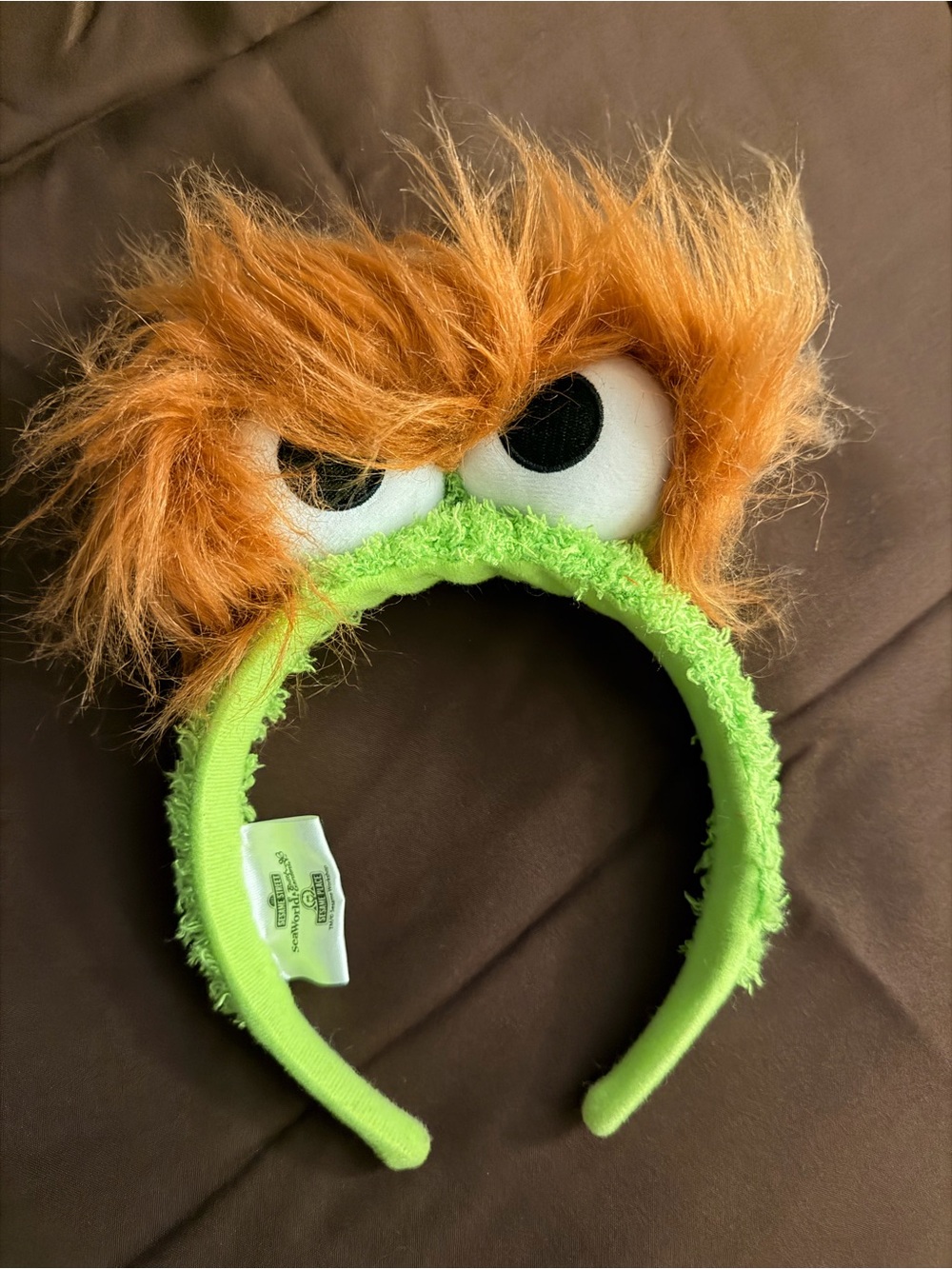 Sesame Street Green Headband with Orange Fuzzy Hair and Eyes